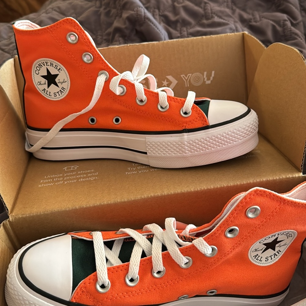 Converse Custom Orange and Black High Tops - Picture 8 of 8